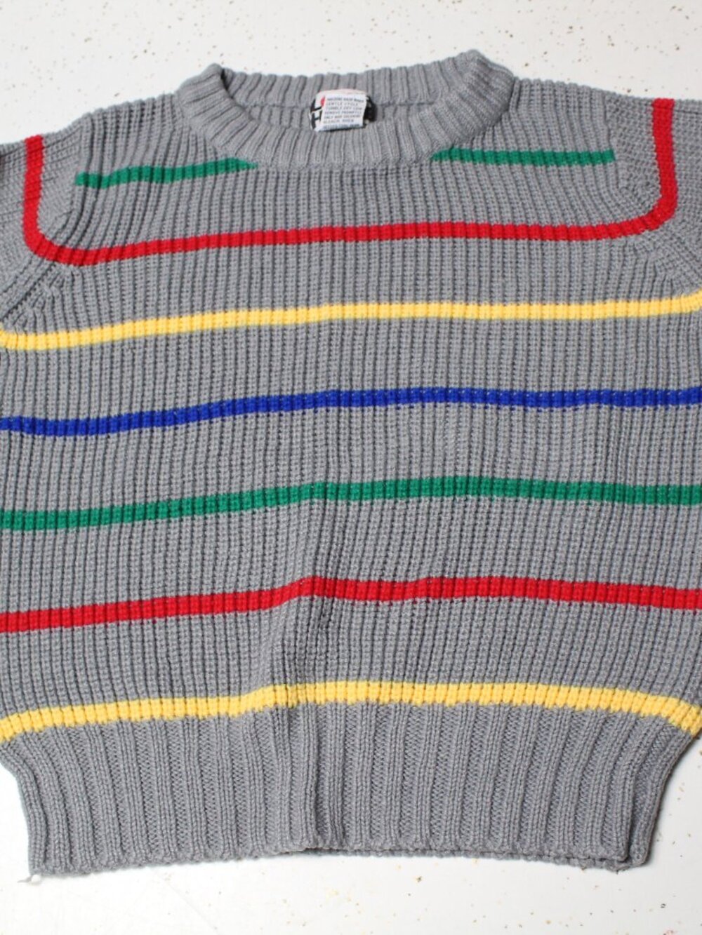 90's knitted Sweater Grey Strip kids M 5/6